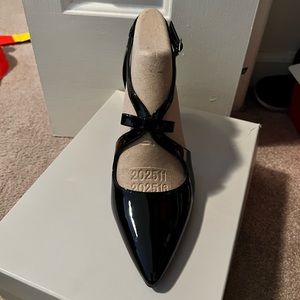 Black Kitten Heels with Bow Design